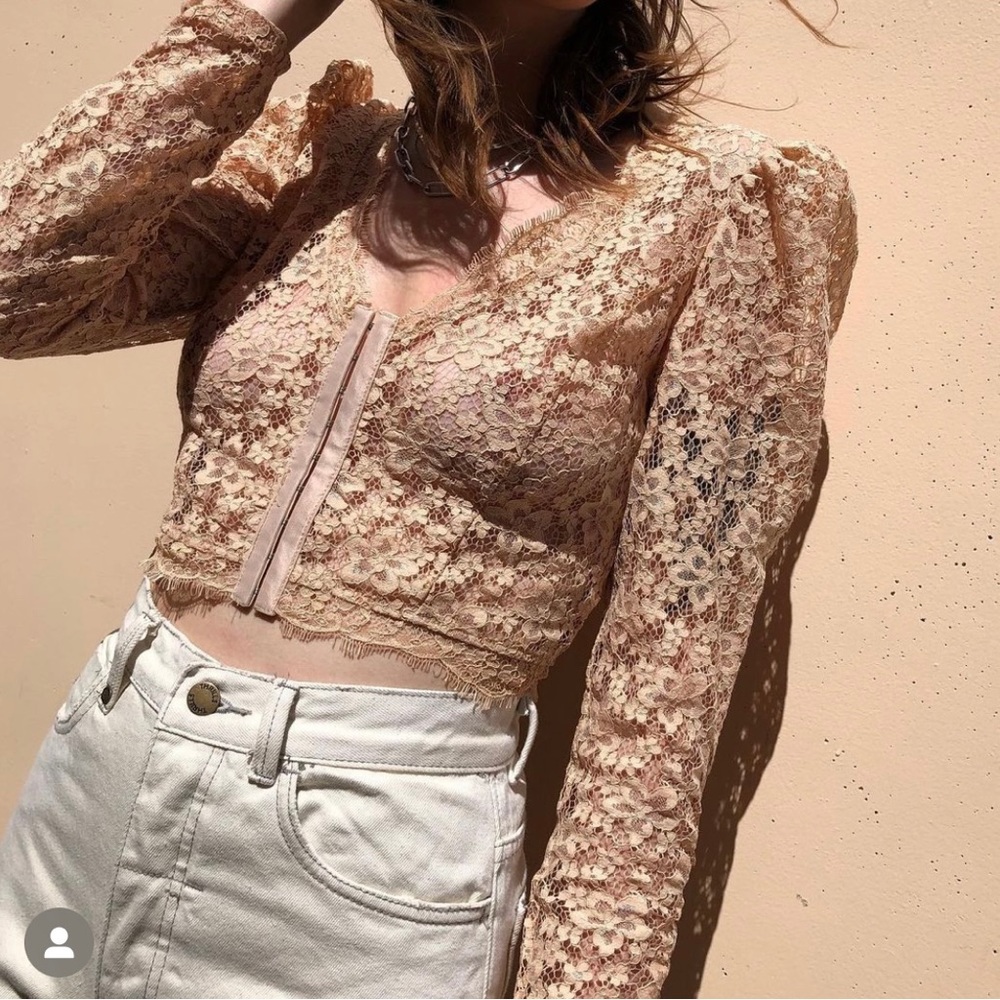 Western Lace Corset Crop Cardigan Blouse Top Size L